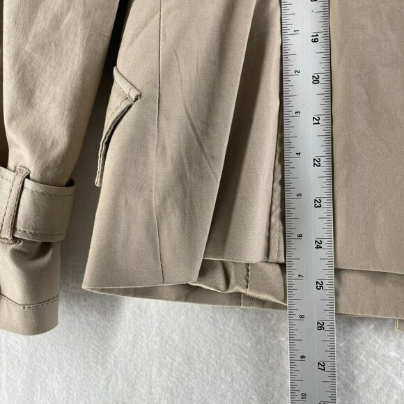 Willi Smith Trench Coat Women's Sz M Beige 4-Button Double-Breasted Stretch - Picture 5 of 10